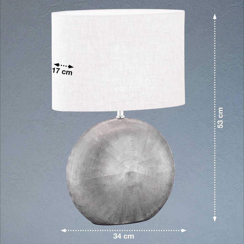 Stolová lampa Tobse strieborná/biela výška 53 cm