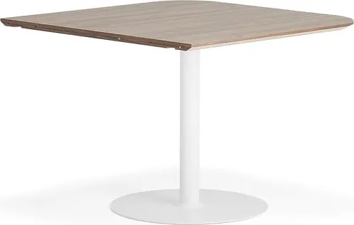 Stôl METRIC, zaoblené rohy, 1000x1000x720 mm, biela/orech