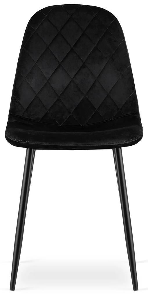 Čierna zamatová stolička ASTI s čiernymi nohami