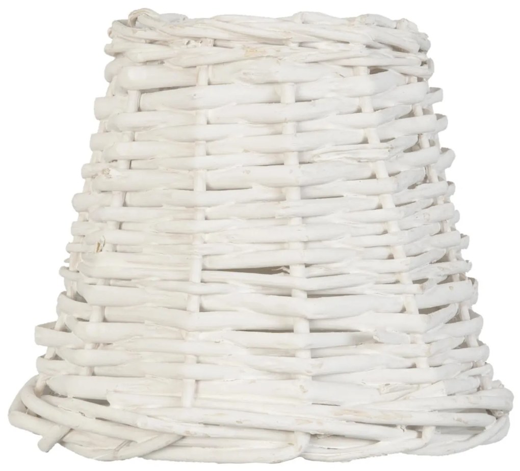 Bílé ratanové stínidlo - Ø 14*12 cm / E27