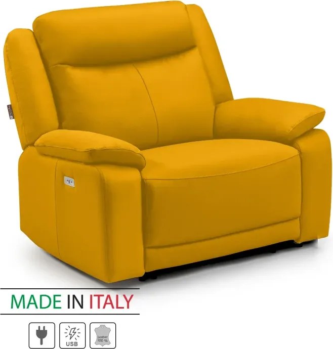 Kožené kreslo CONTINENTAL s elektrickou funkciou relax 1P, elektrické, žltá (giallo 320)