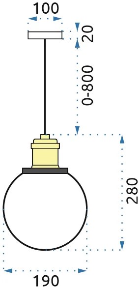 Toolight - Sklenené závesné svietidlo Verto B, APP044-1CP, čierna, OSW-00136