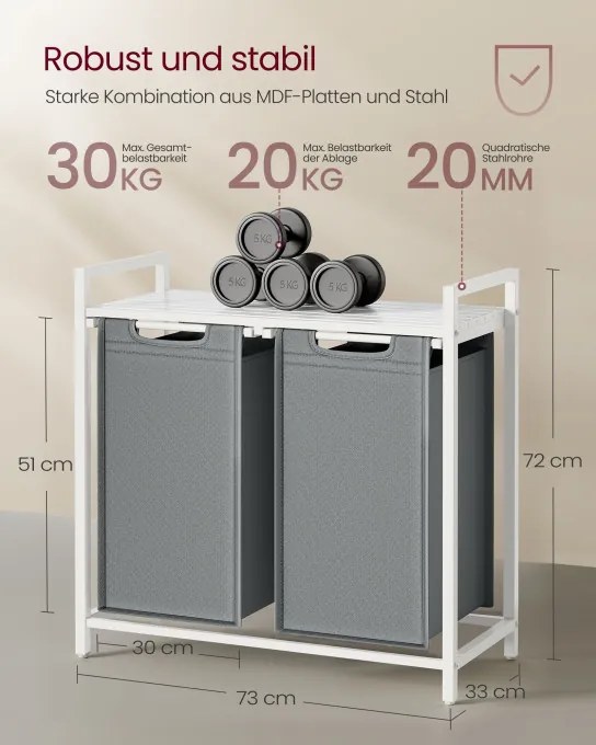 Kôš na bielizeň s policou BLH201W11