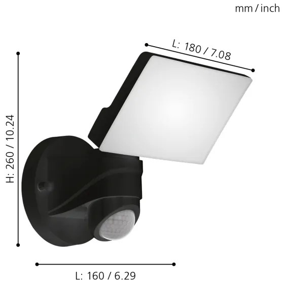 Eglo 98178 - LED Vonkajšie svietidlo so senzorom PAGINO LED/15W/230V IP44