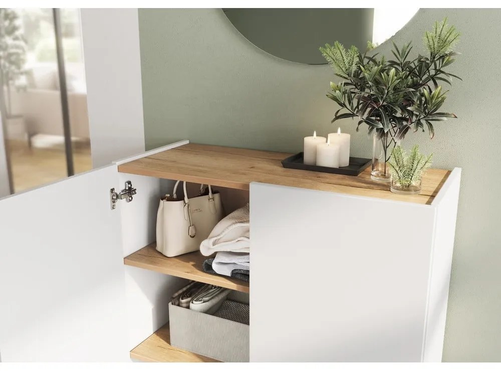 Biela skrinka v dekore duba 74x105x33 cm Alviano – Germania