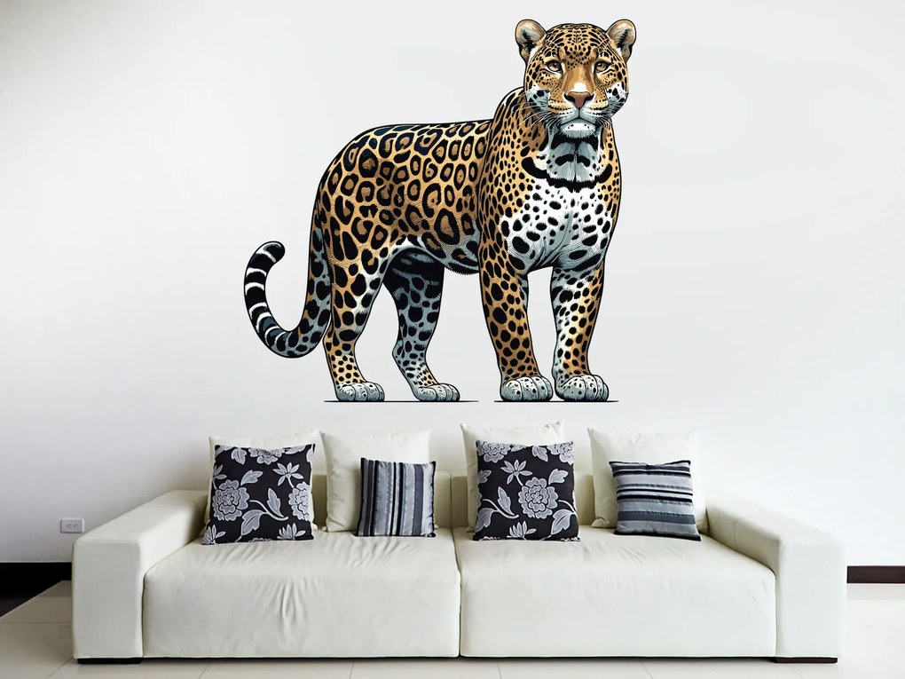 Leopard textilná prelepiteľná nálepka na stenu arch 45 x 44 cm
