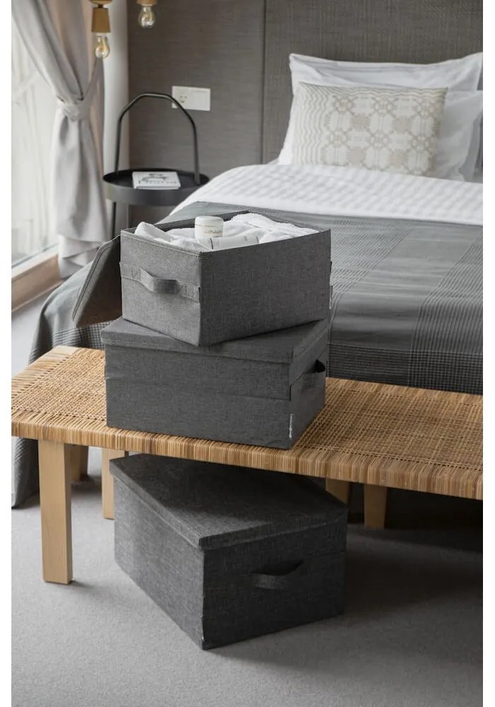 Sivý látkový úložný box s vekom 35x19x26 cm Soft Storage – Bigso Box of Sweden