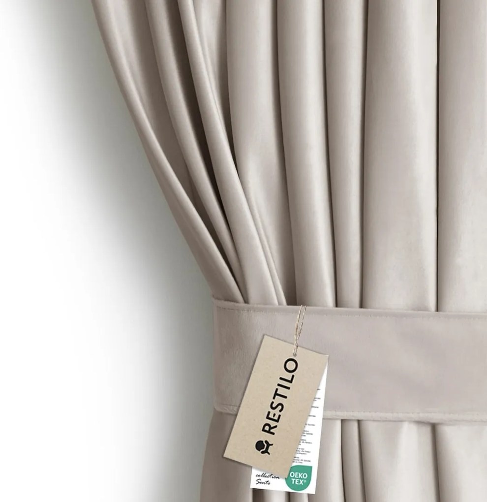 Záves s multifunkčnou páskou AmeliaHome Velvet pieskovo béžový