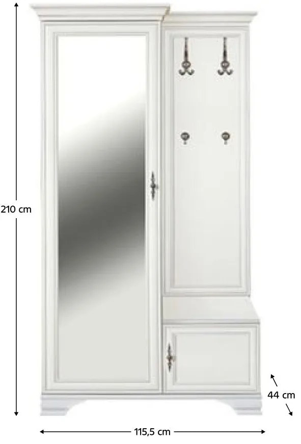 Predsieňová zostava Kuito PPK110L (alpská biela) (L). Vlastná spoľahlivá doprava až k Vám domov. 1119577
