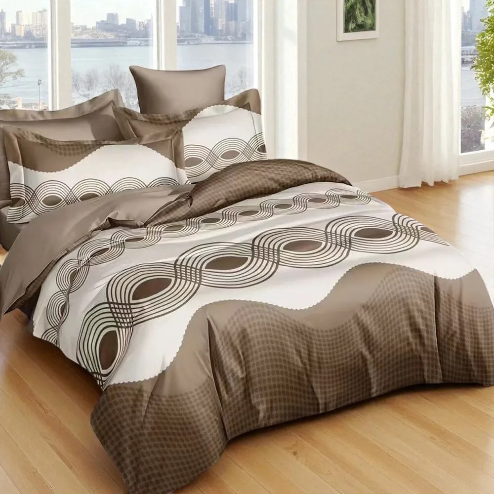 Bavlnené obliečky Homa REZOR BROWN 7-dielna sada 140x200 cm