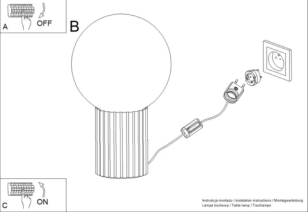 Stolná lampa Halo, 1x biele sklenené tienidlo, w