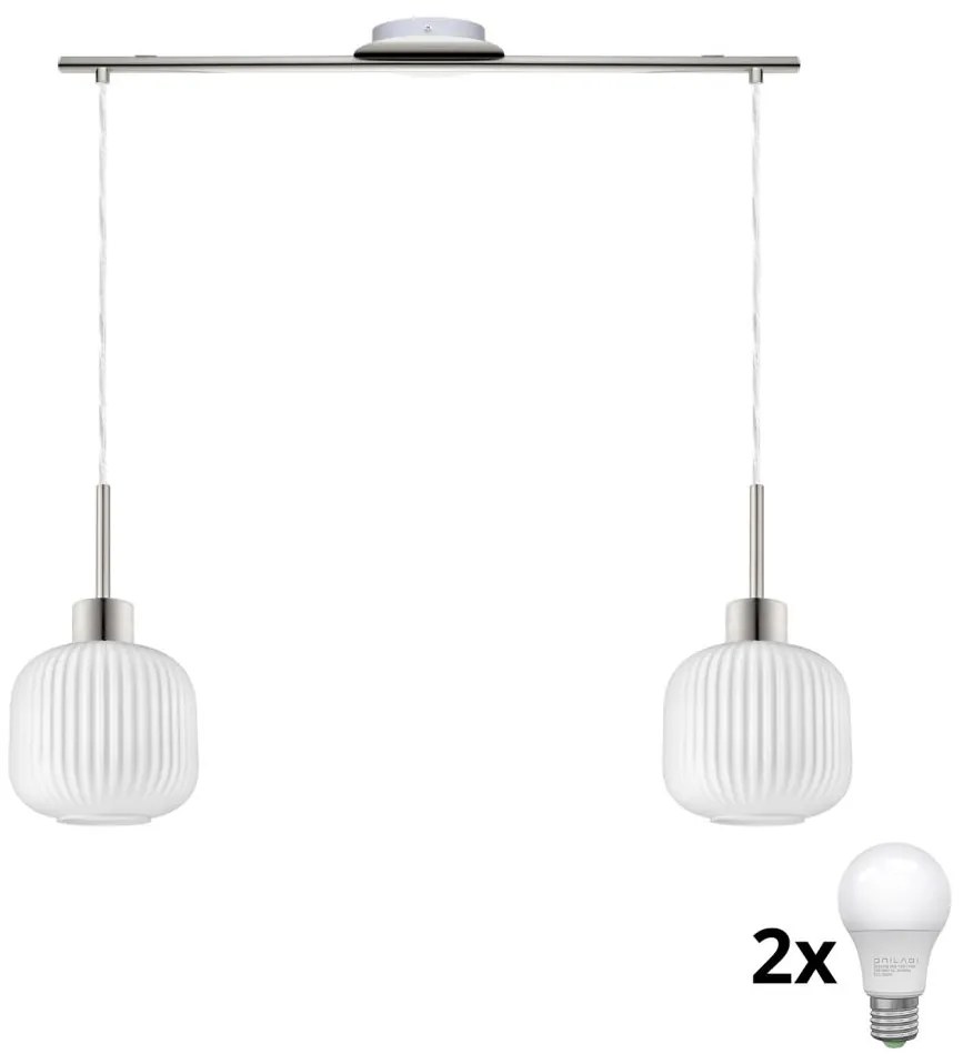 LED luster na lanku HARMA 2xE27/60W/230V matný chróm/biela