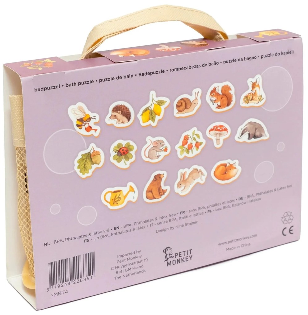 PETIT MONKEY Penové detské puzzle do vane Bear and Friends – 16 ks