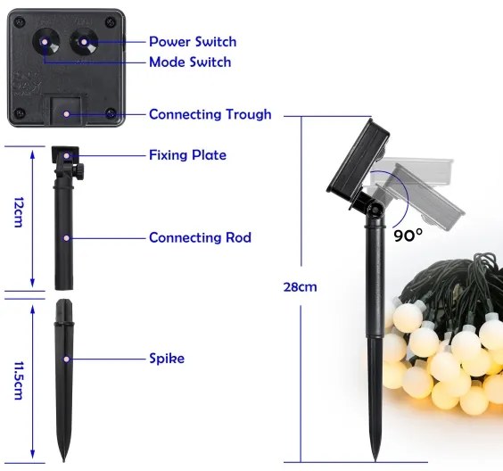 Brilagi - Solárny LED dekoratívny svetelný reťazec BUBBLE 50xLED/8 funkcií, 7 m, IP65, teplá biela