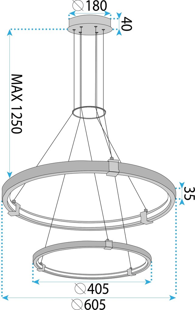 Toolight Toolight, LED stropné osvetlenie, 60W, 3000K, LHJ037-CP2, zlatá, OSW-50017