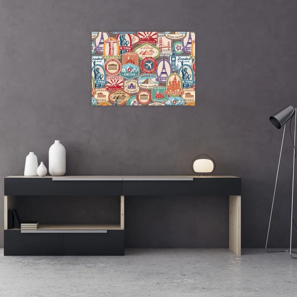 Sklenený obraz cestovateľa (70x50 cm)