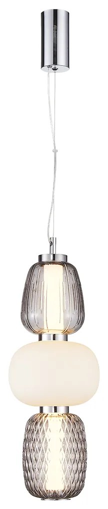 Závesné svietidlo Caro, 3x biele/grafitové sklenené tienidlo, ch