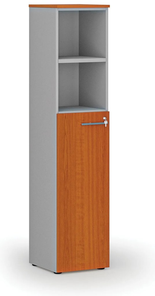 Kombinovaná kancelárska skriňa PRIMO GRAY, dvere na 3 poschodia, 400 x 420 x 1781 mm, sivá/čerešňa