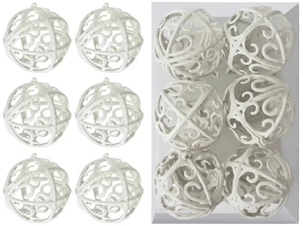 Vianočné guľky - biele KL-21X26 (6ks)