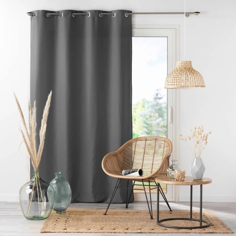 Antracitový záves z mikrovlákna 140x280 cm Absolu – douceur d'intérieur