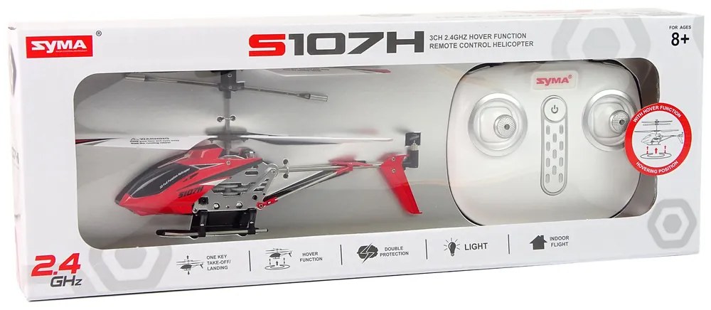Lean Toys Vrtuľník SYMA S107H na diaľkové ovládanie – 2,4G červená