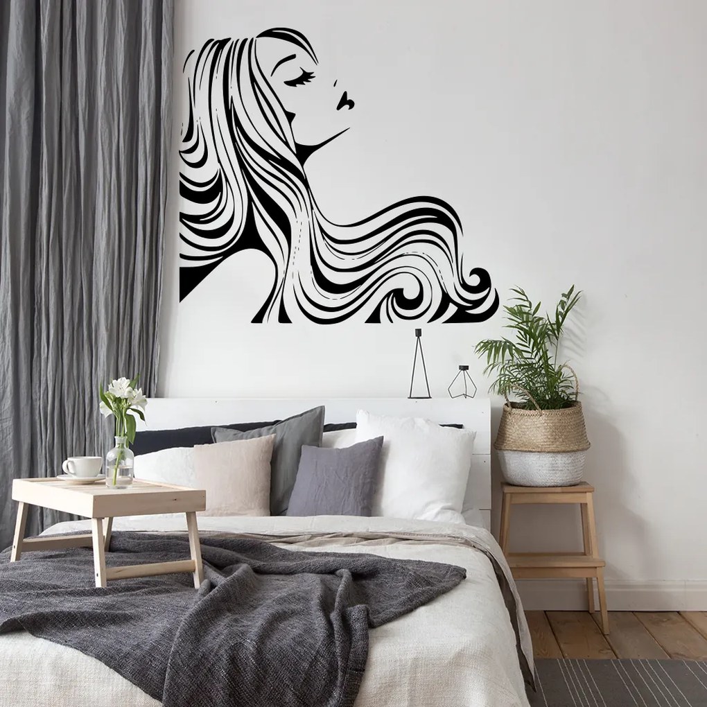Veselá Stena Samolepka Žena z profilu Farba: ružová, Veľkosť: 60 x 56 cm