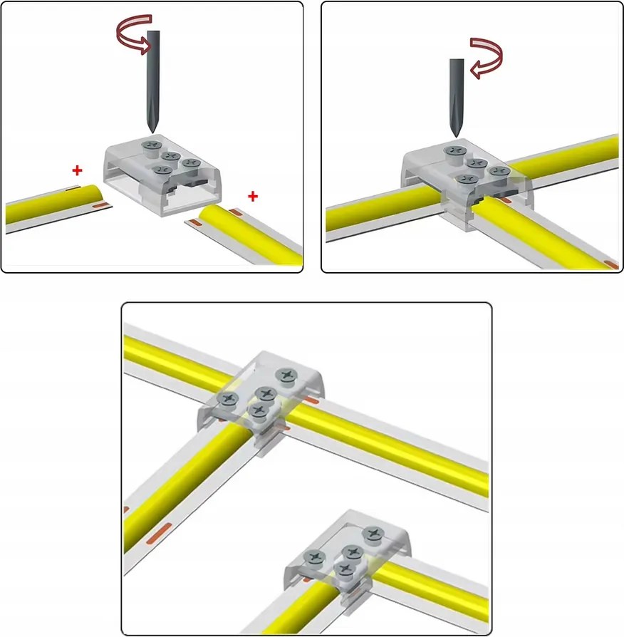 BERGE Univerzálny konektor pre COB 8mm LED pásik, rovný uhlový T