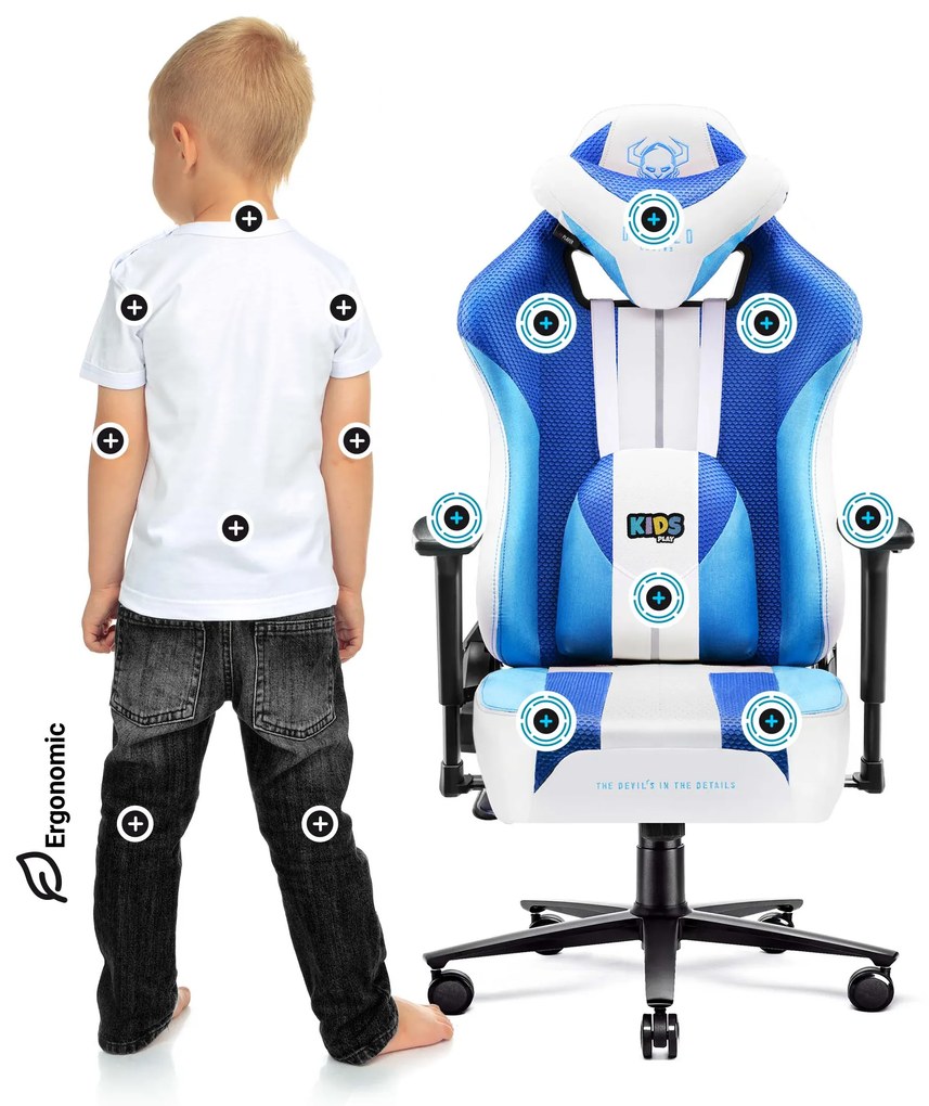 Detské látkové herné kreslo Diablo X-Player 2.0 Kids Size: Frost White/ biela Diablochairs