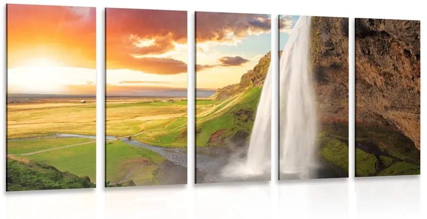 5-dielny obraz majestátny vodopád na Islande Varianta: 200x100