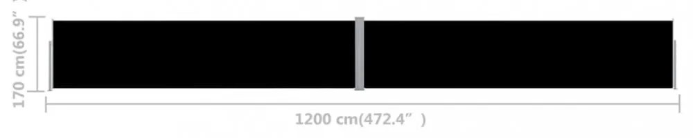 Zaťahovacia bočná markíza 170x1200 cm Dekorhome
