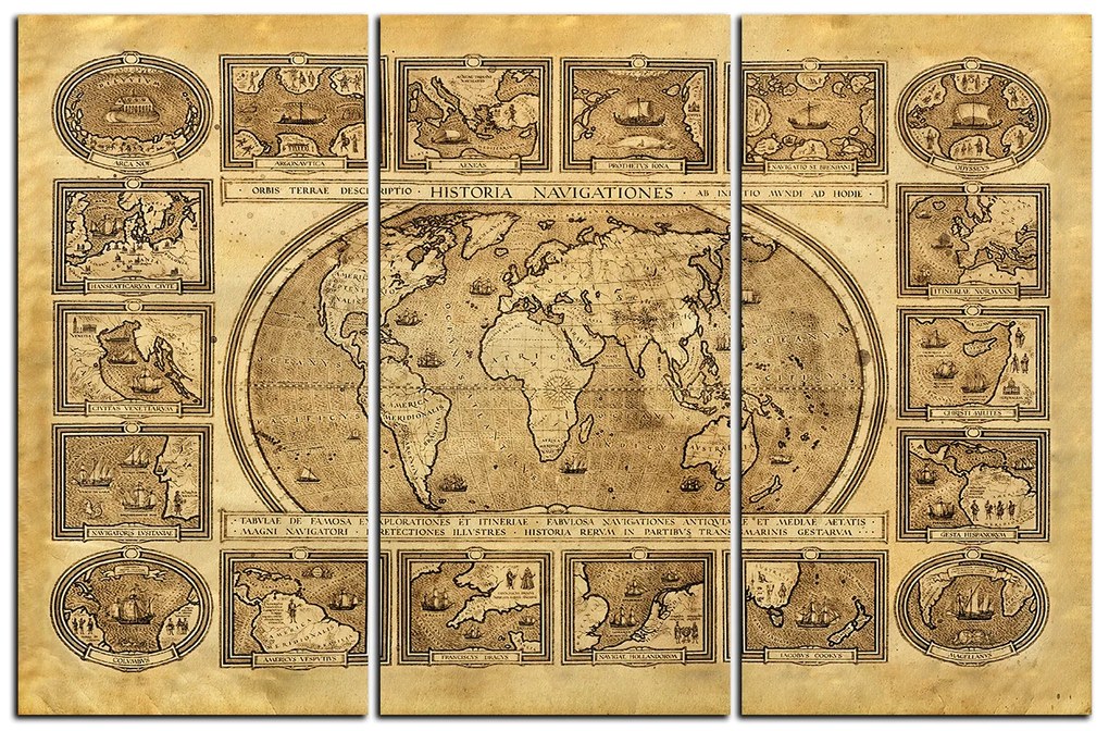 Obraz na plátne - Starodávna mapa sveta 1100B (135x90 cm)