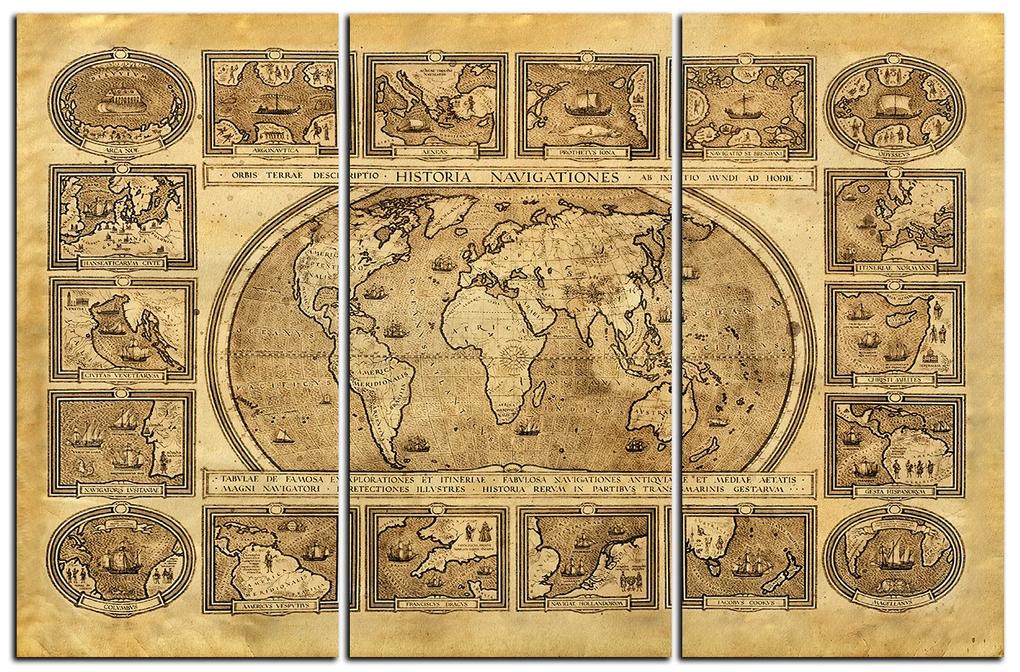 Obraz na plátne - Starodávna mapa sveta 1100B (90x60 cm  )