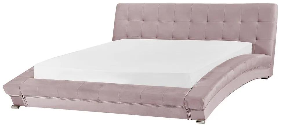Zamatová vodná posteľ 160 x 200 cm ružová LILLE Beliani