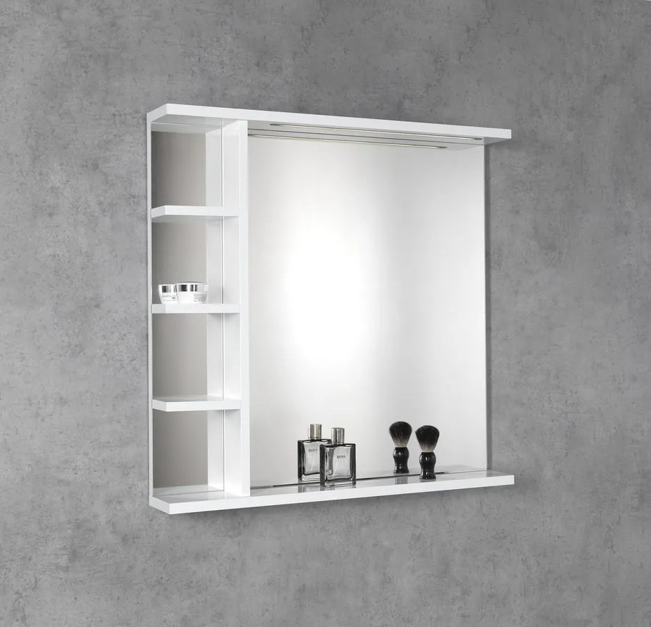 Aqualine Aqualine, KORIN STRIP zrkadlo s LED osvetlením a poličkami 70x70x12cm, KO360S