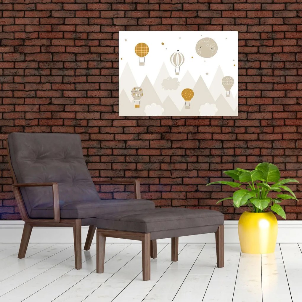 Sklenený obraz - Lietajúce balóny (70x50 cm)