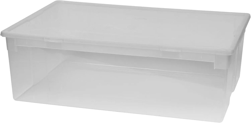 Úložný box s vekom, transparentný, na posteľnú bielizeň TERRY 22l - 38 x 52 x 14 cm