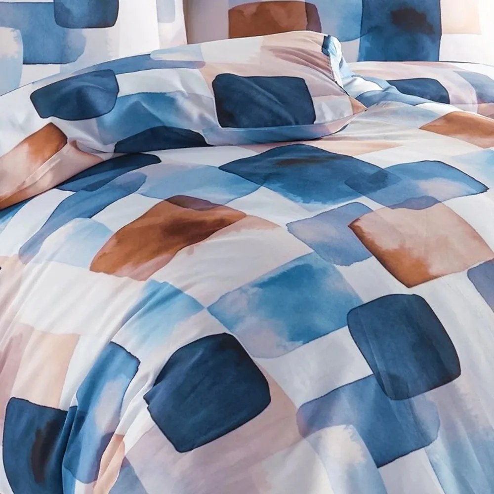 Saténové posteľné obliečky Echo s akvarelovým vzorom - Bedtex Exclusive - 100% bavlna - 70 x 90 cm + 140 x 200 cm