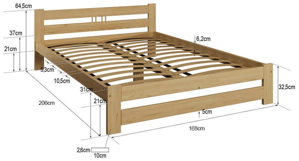 Postel borovice LUX VitBed 160x200cm masiv bílá + Matrace Niobé 160x200