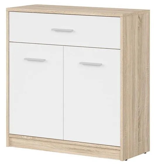 Komoda BRW Nepo Plus 5 (dub sonoma + biela) . Akcia -30%. Vlastná spoľahlivá doprava až k Vám domov. 1098294