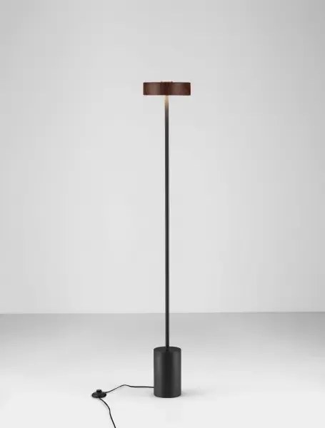 LED čierna-drevo stojaca lampa Thea
