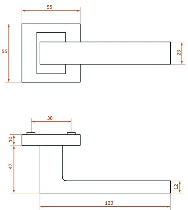 Kuchinox Qubik, kľučka na dvere, čierna matná, LAV-KG2_900A