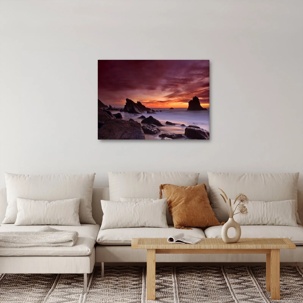 Obraz západu slnka na pobreží (70x50 cm)