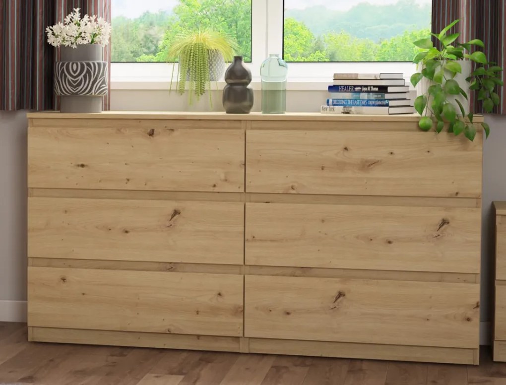 Široká komoda Carlos, dub artisan, 150 cm