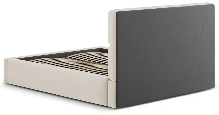 Béžová čalúnená dvojlôžková posteľ s úložným priestorom s roštom 140x200 cm Libera – Windsor &amp; Co Sofas