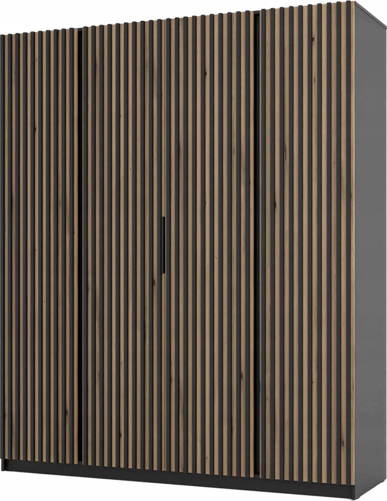 4-dverová skriňa do predsiene a spálne s lamelami Dravero Bl/ev-bl 4LAM