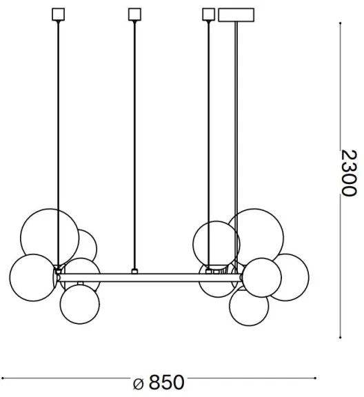 Ideal Lux - LED Luster na lanku PERLAGE 14xG9/3W/230V pr. 85 cm čierna/dymová