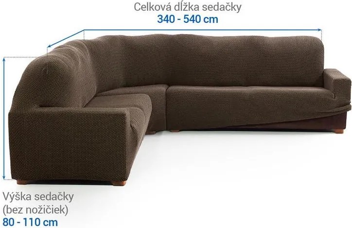 Super strečové poťahy NIAGARA tabaková rohová sedačka (š. 340 - 540 cm)