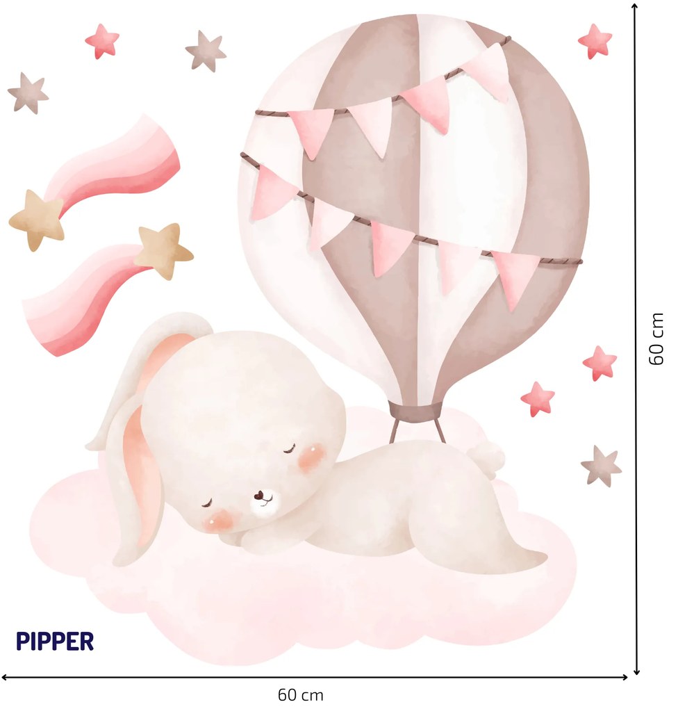 PIPPER. Spiaci zajačik - textilná nálepka na stenu