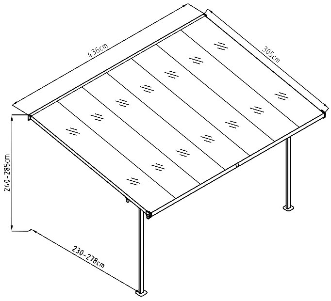 Pergola 436 x 305 cm (čierna + transparentná polykarbonát)