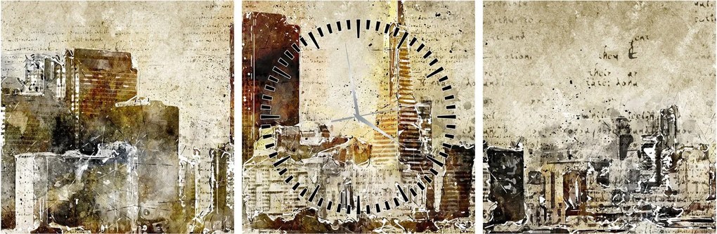 Obraz - Umelecky stvárnené mesto (s hodinami) (90x30 cm)